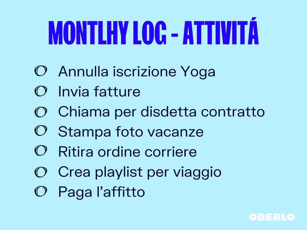 monthly log attività