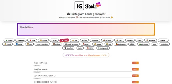 Baixar fontes do Instagram: IGFonts.top