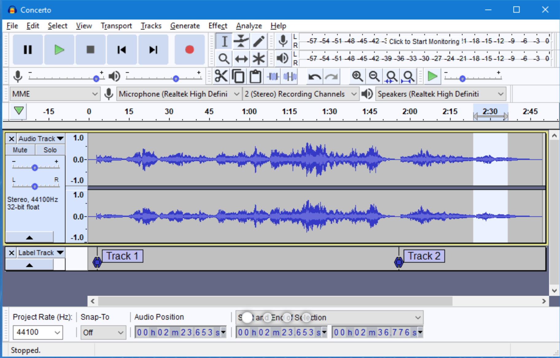 editing audio con audacity