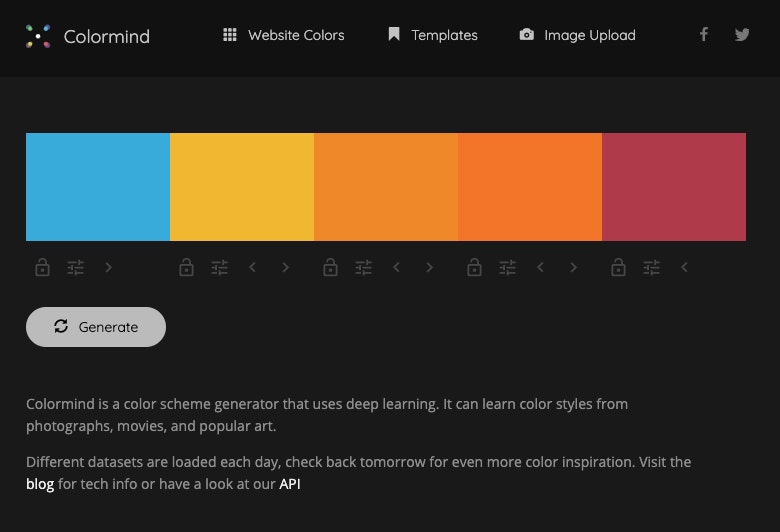 come creare palette colori online: Colormind