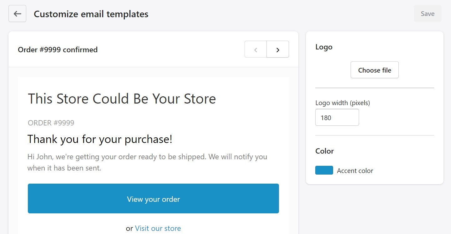 customize email alerts Shopify