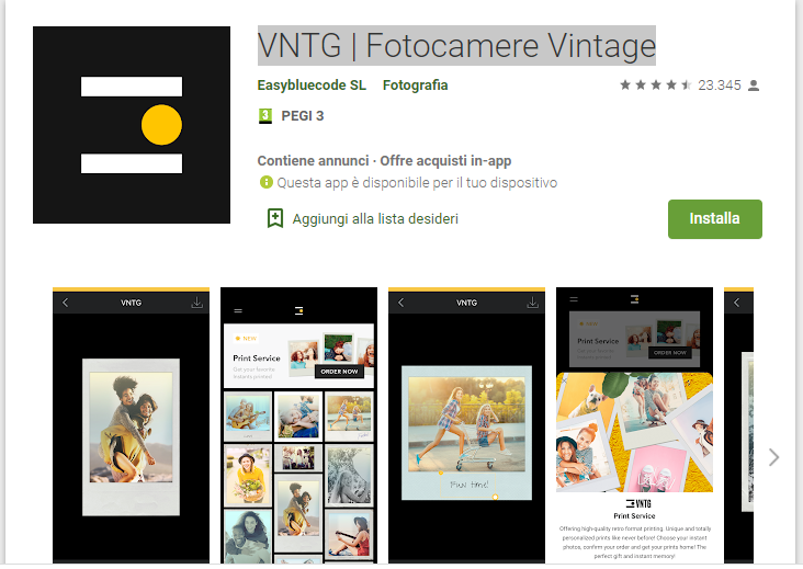 VNTG fotocamera vintage app