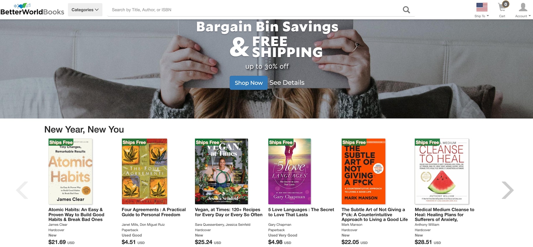 non-Amazon site for books: Better World Books