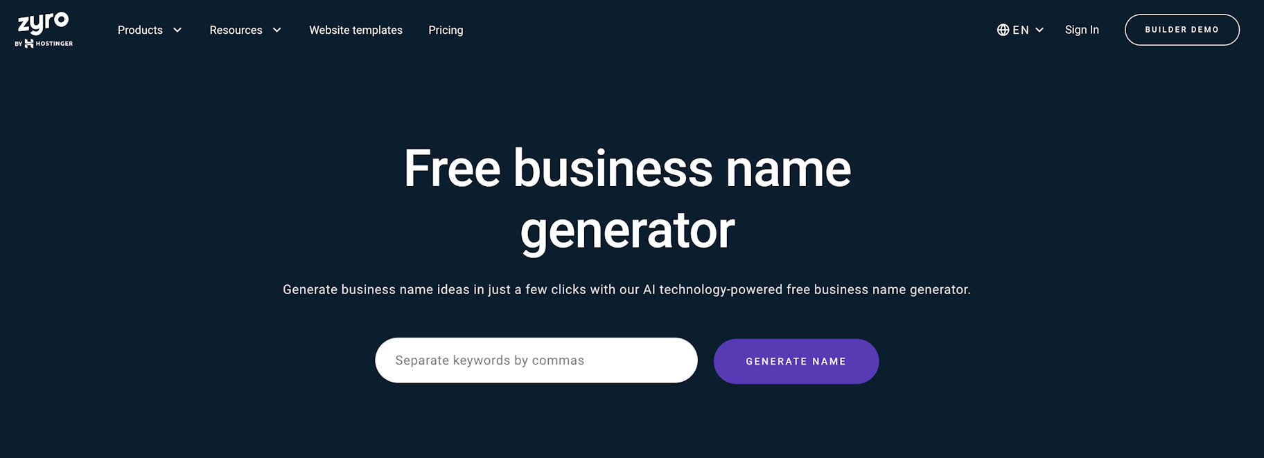 zyro free business name generator