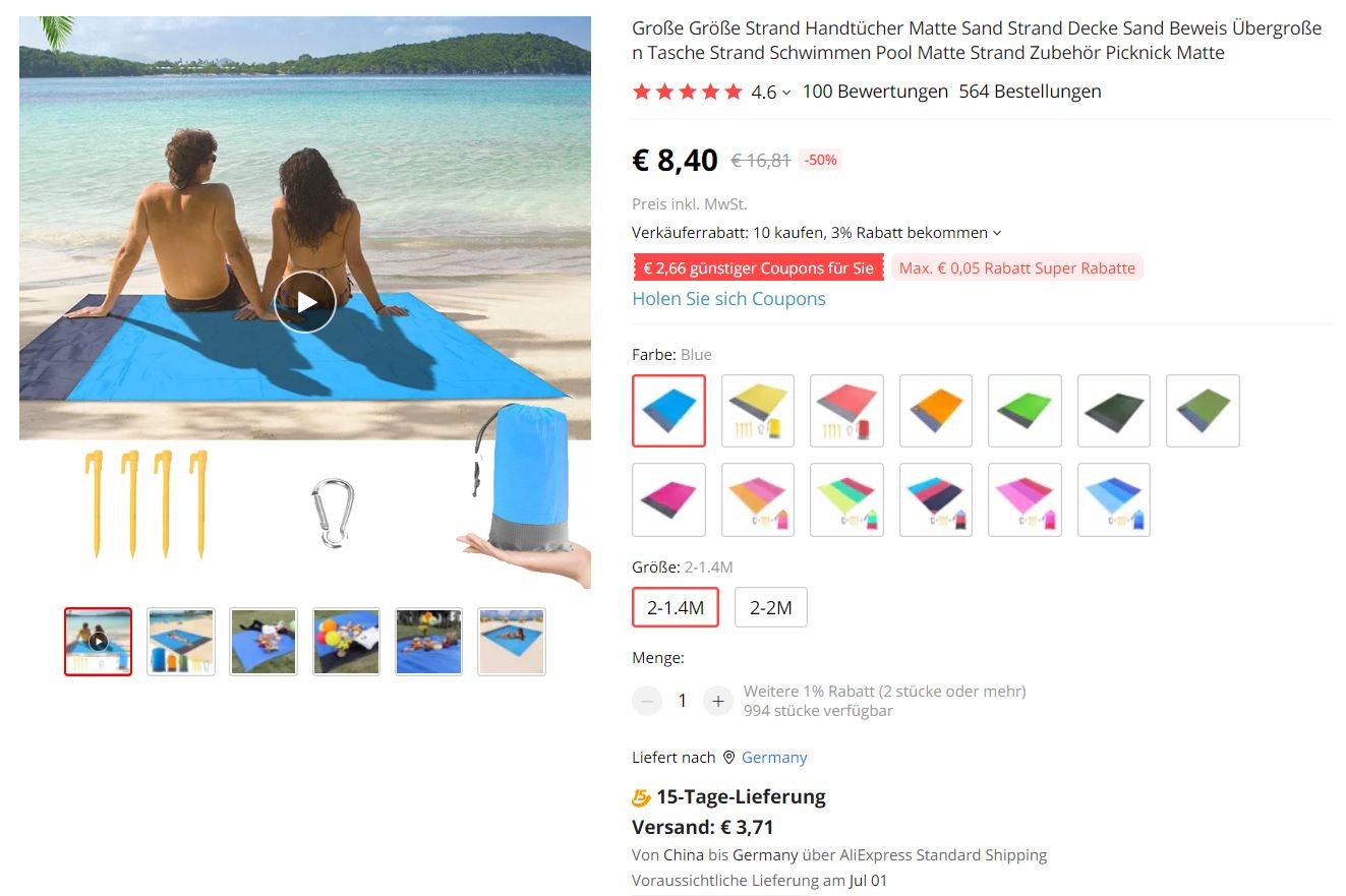 Strandtücher online verkaufen