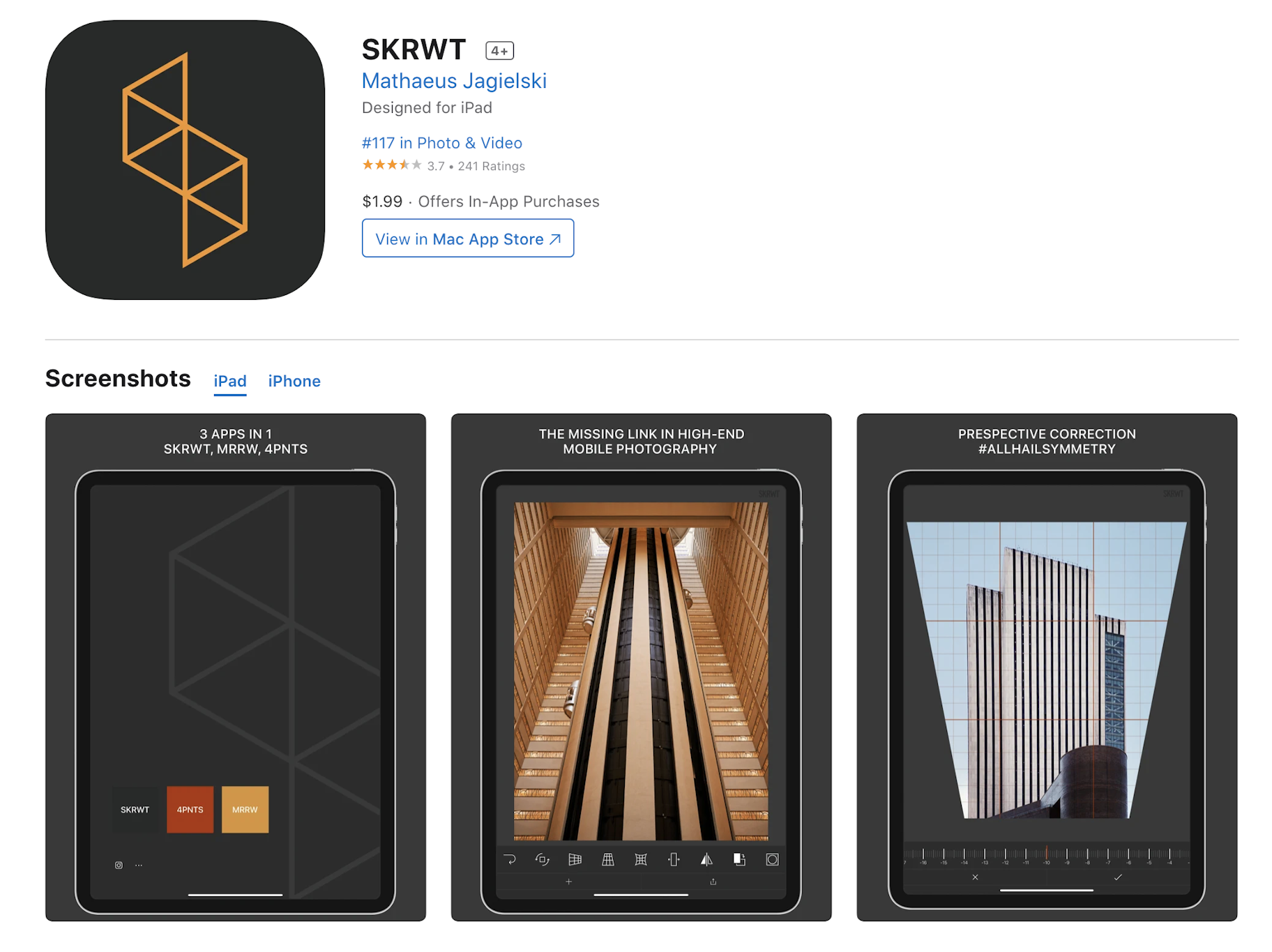 โปรแกรมแก้ไขรูปภาพ iOS แบบชำระเงิน: SKRWT