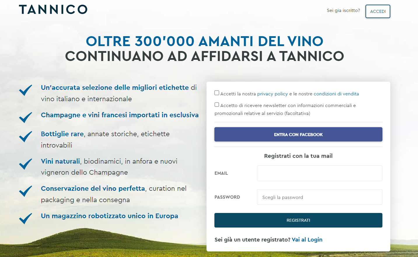 Vendere vino online Tannico