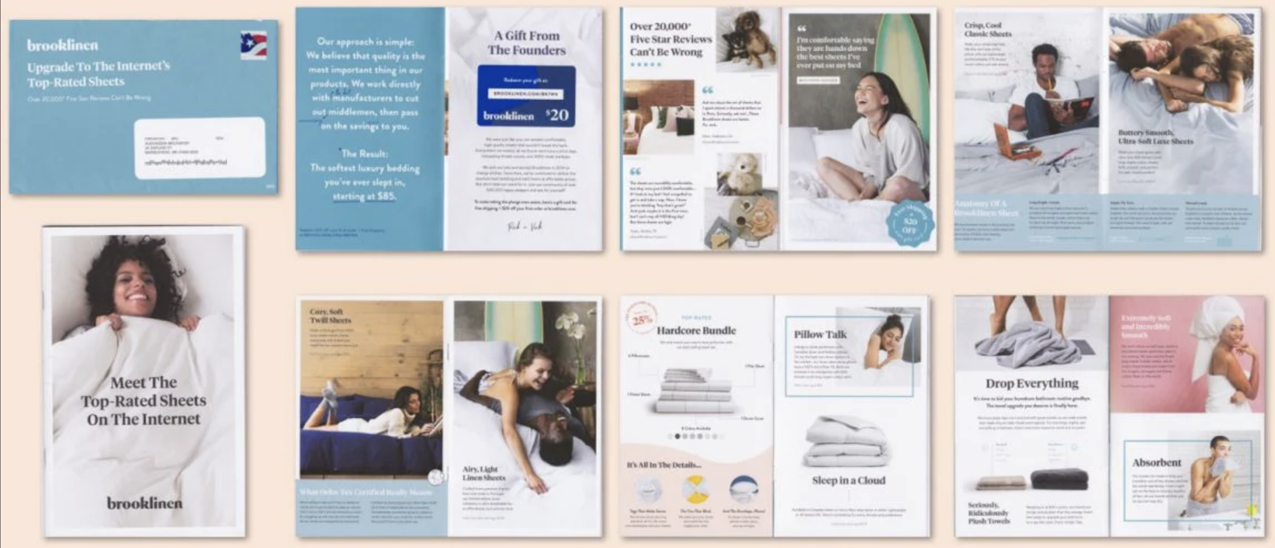 direct-mail marketing ecommerce example: Brooklinen