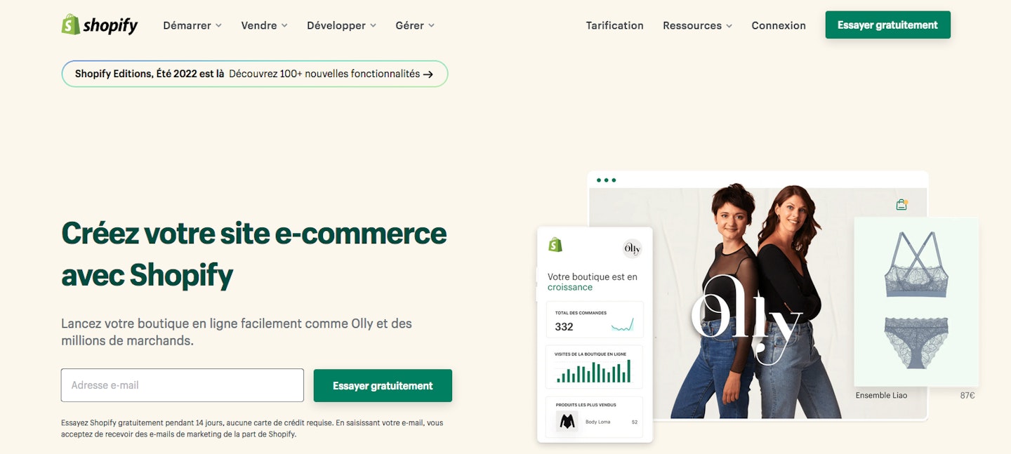 plateforme ecommerce shopify
