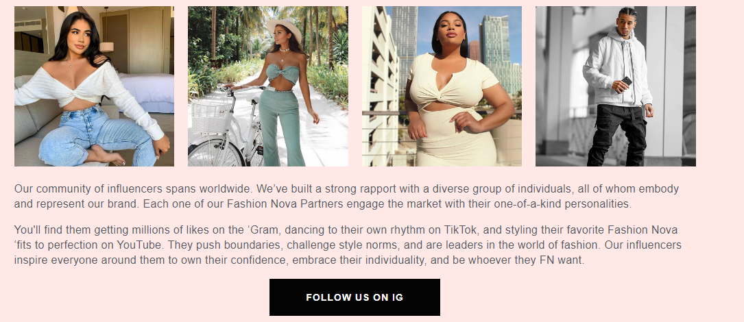 Sobre nosotros Inspiración de la página: Fashion Nova