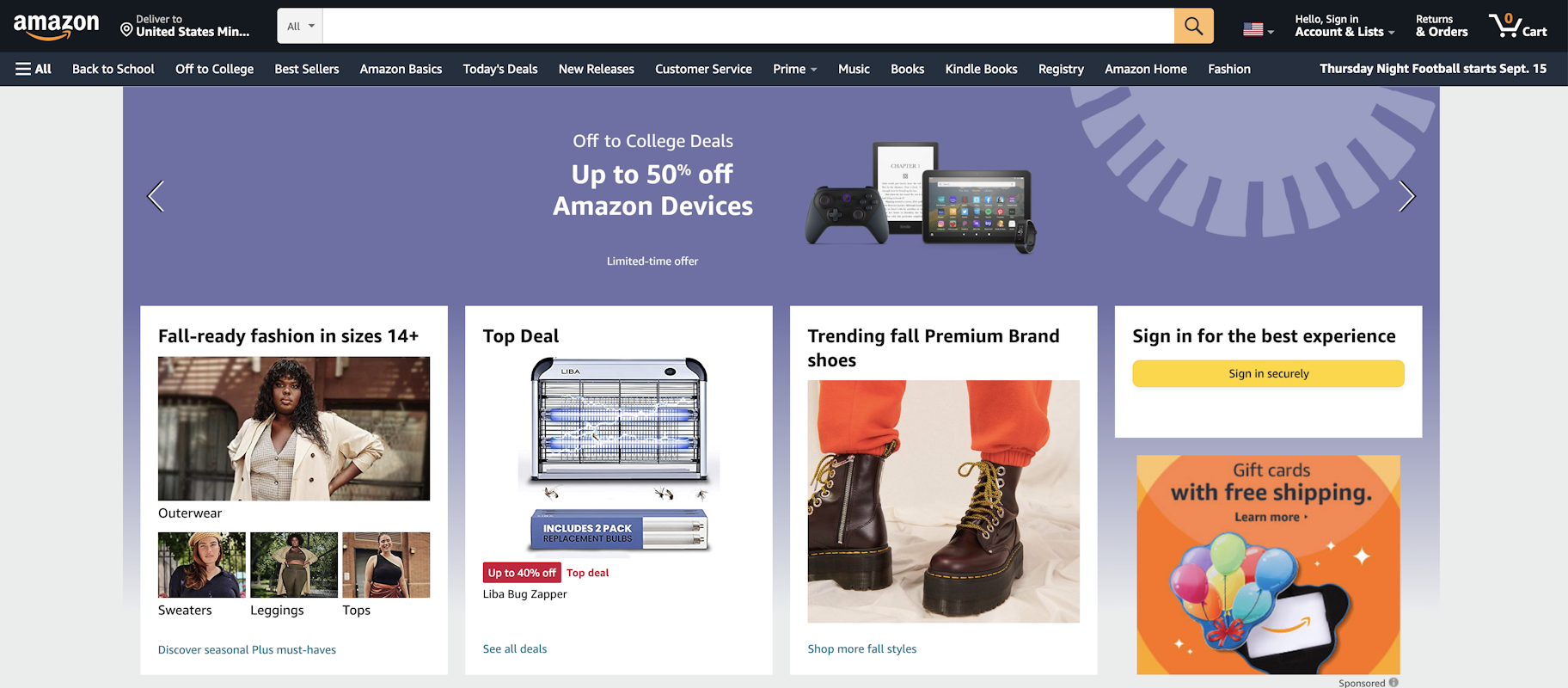 Principal sitio de ventas en línea: Amazon
