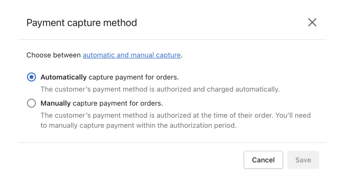 preorder manual payment capture