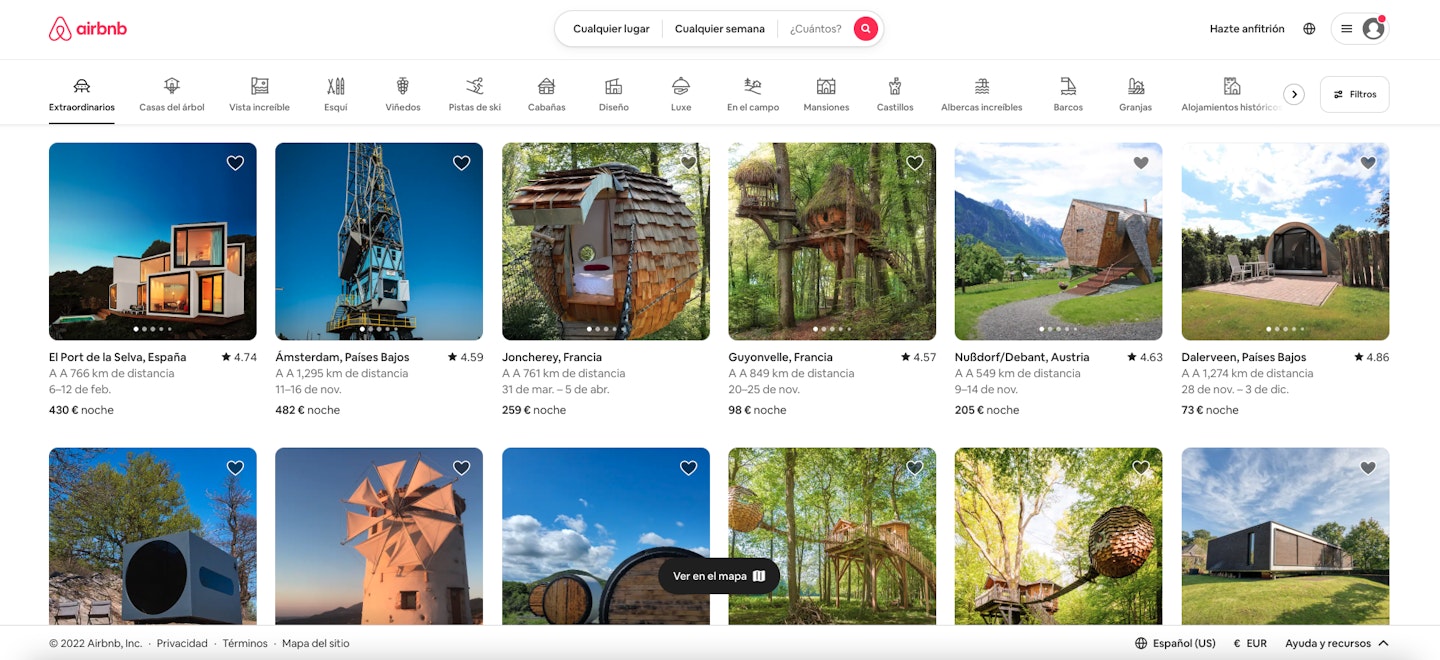ejemplos de sitios web airbnb