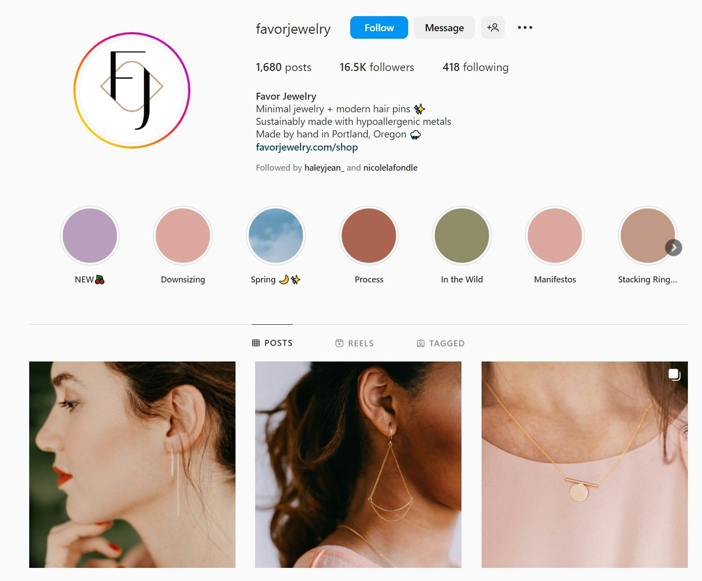 Instagram branded profile