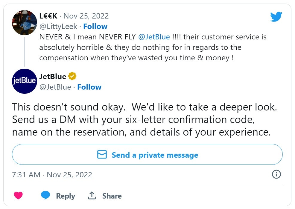 Gestion de la communauté Twitter : JetBlue