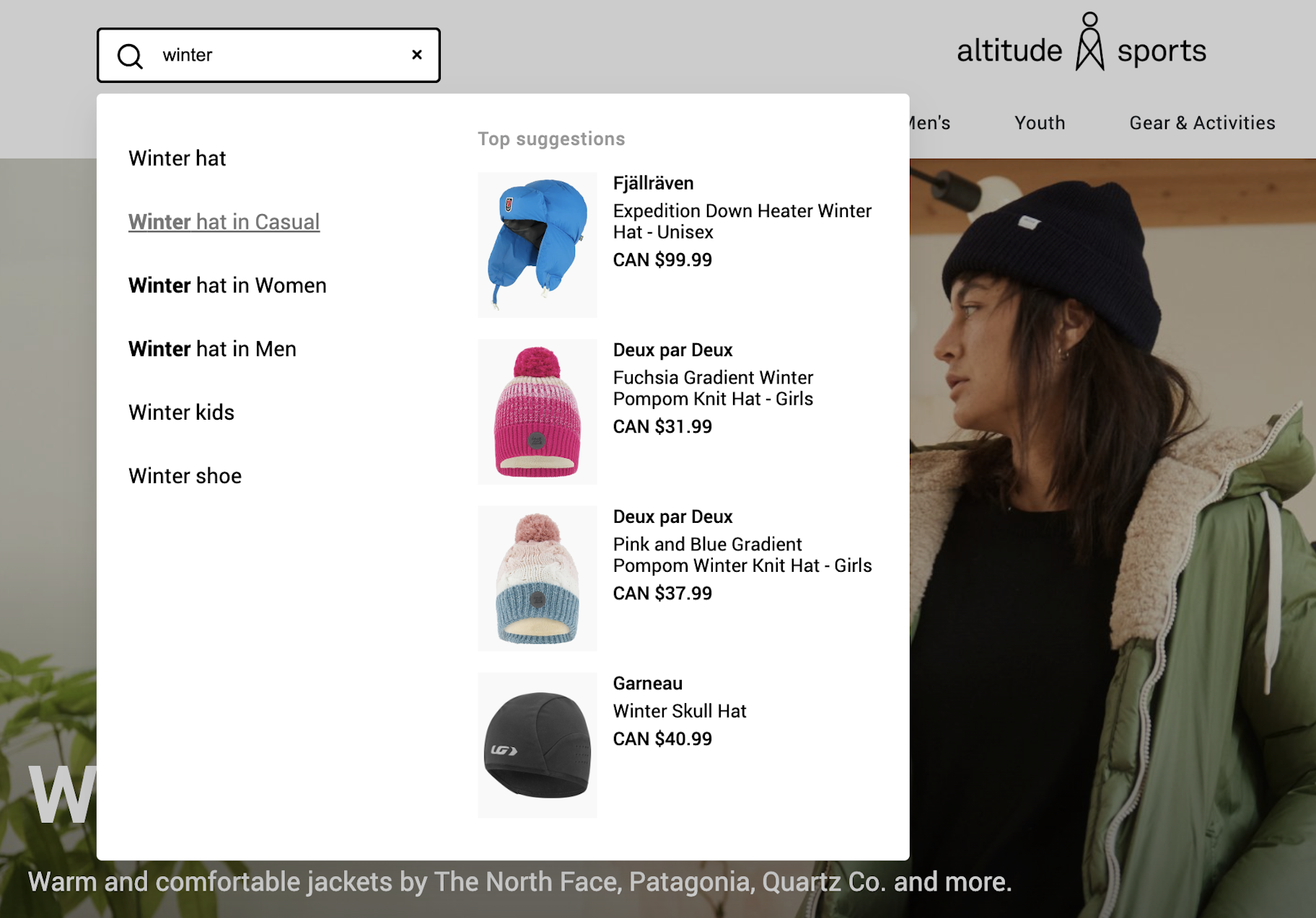 ecommerce website example: altitude sports